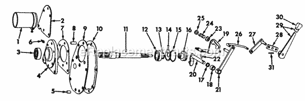 Transmission Driven Power Take-Off Diagram and Parts List for 122  Cub Cadet Lawn Tractor